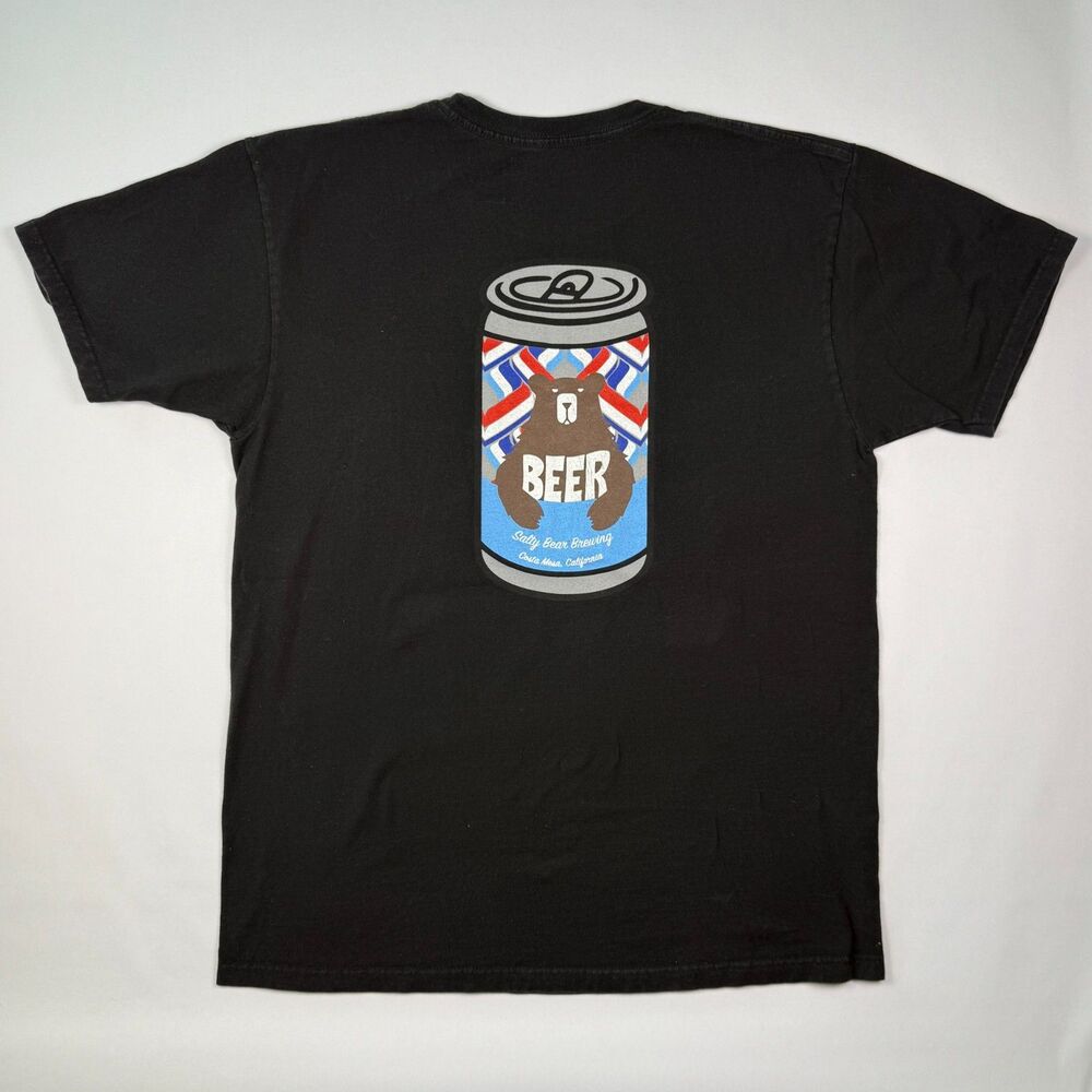 Salty Bear Brewing Co Graphic Pocket T-Shirt Large Black Costa Mesa Beer Tee